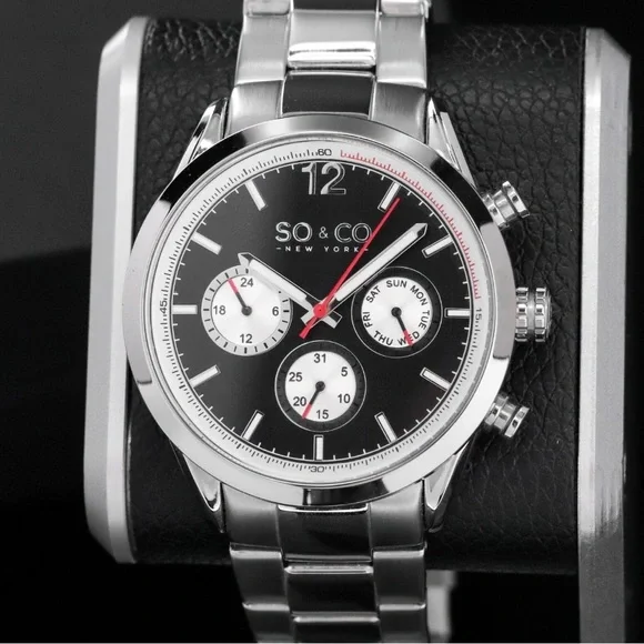SO&CO New York Tribeca 5004 GMT 42mm Stainless Steel WatchBRAND NEW IN BOX